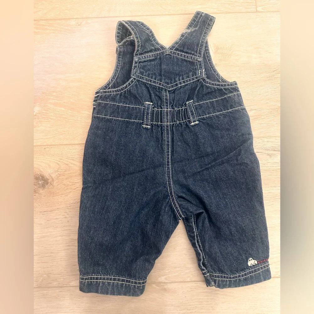 Early 2000s Gymboree Baby Denim Shortalls Car Embroidered Romper 0-3M